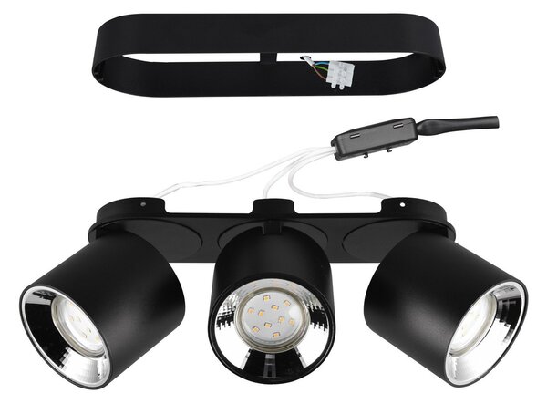 Trio Lighting Guayana plafonieră GU10 3 becuri negru, Negru, Camera de zi / sufragerie, Metal, Modern, Plafon cu flacără multiplă