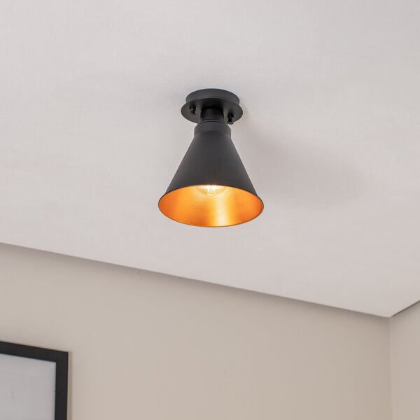 Opviq Plachetă Berceste N-676, negru/auriu, metal, Ø 20 cm, reglabil, Negru, Camera de zi / sufragerie, Metal