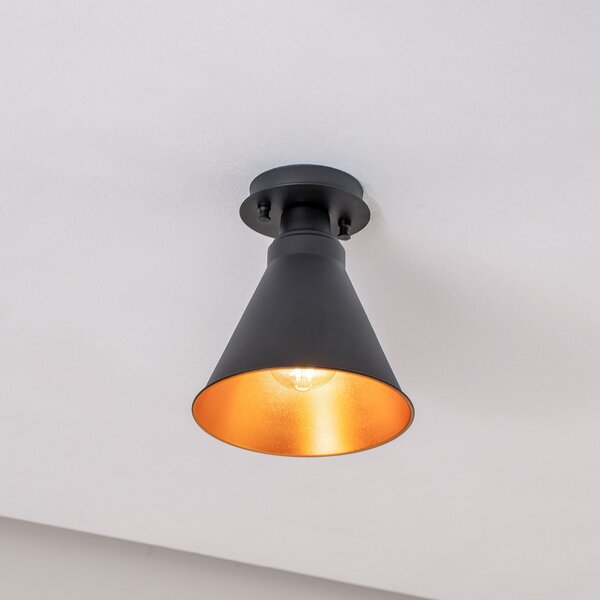 Opviq Plachetă Berceste N-676, negru/auriu, metal, Ø 20 cm, reglabil, Negru, Camera de zi / sufragerie, Metal
