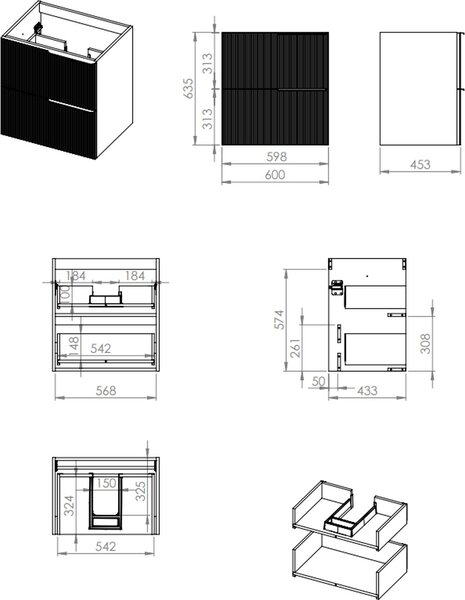 Elita Soho dulap 60x45.3x63.5 cm sub chiuveta pe perete bej RE010604047020