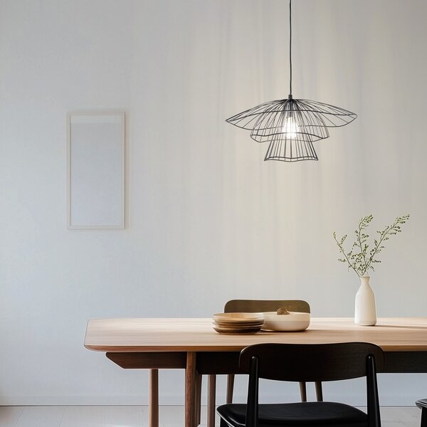 Opviq Lampă suspendată Tel 6504, negru, fier, Ø 50 cm, reglabil, Negru, Camera de zi / sufragerie, Metal, Modern