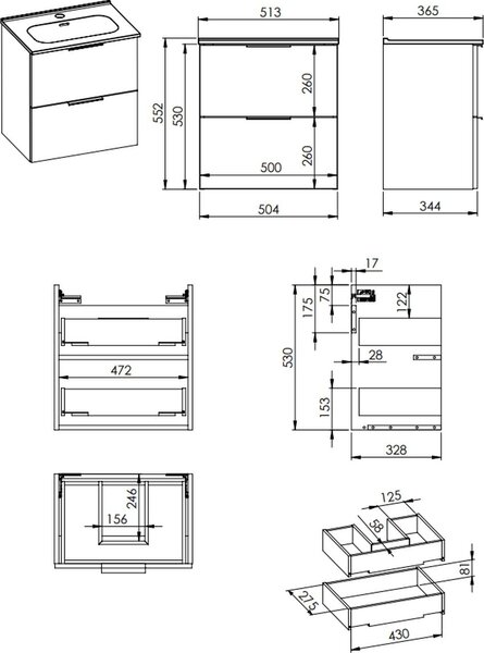 Elita Street Plus lavoar cu dulap 51.3 cm albastru RE020500107030