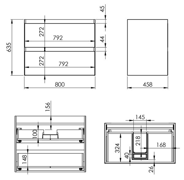 Elita Split dulap 80x45.8x63.5 cm sub chiuveta pe perete verde RE010800057010