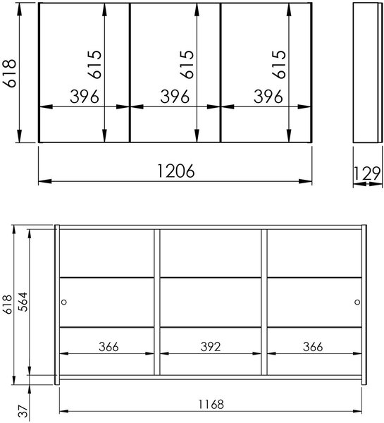 Elita Basic dulap 120x12.9x61.8 cm laterala pe perete RE061200030000