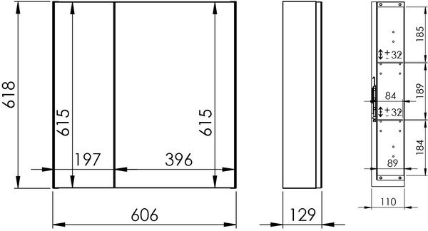 Elita Basic dulap 60.6x12.9x61.8 cm laterala pe perete RE060600030000