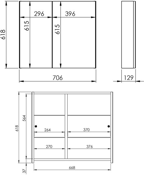 Elita Basic dulap 70.6x12.9x61.8 cm cu oglinda RE060700030000