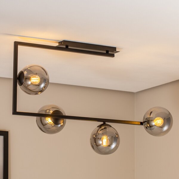 EMIBIG LIGHTING Plafonieră Soma, grafit/negru, sticlă, E14, reglabil, Gri, Camera de zi / sufragerie, Sticlă, Modern