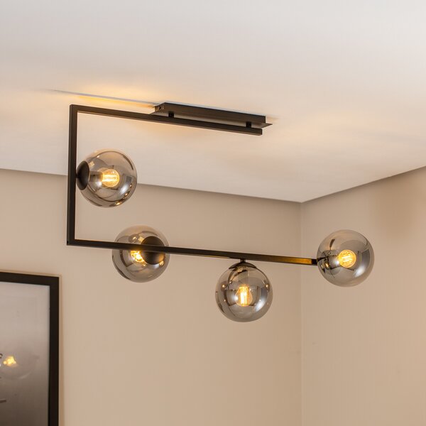 EMIBIG LIGHTING Plafonieră Soma, grafit/negru, sticlă, E14, reglabil, Gri, Camera de zi / sufragerie, Sticlă, Modern