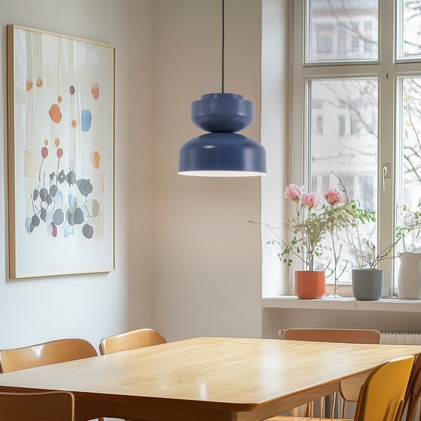 ALDEX Lampă suspendată Dalia, albastră, abajur metalic, 30 cm, reglabil, Albastru, Camera de zi / sufragerie, Metal, Modern