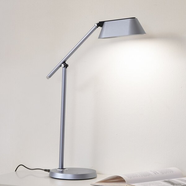 Lindby LED lampă de masă Thies, gri, ABS, înălțime 78cm, dimabil, reglabil, Gri, Studiu / Birou, Plastic, Modern