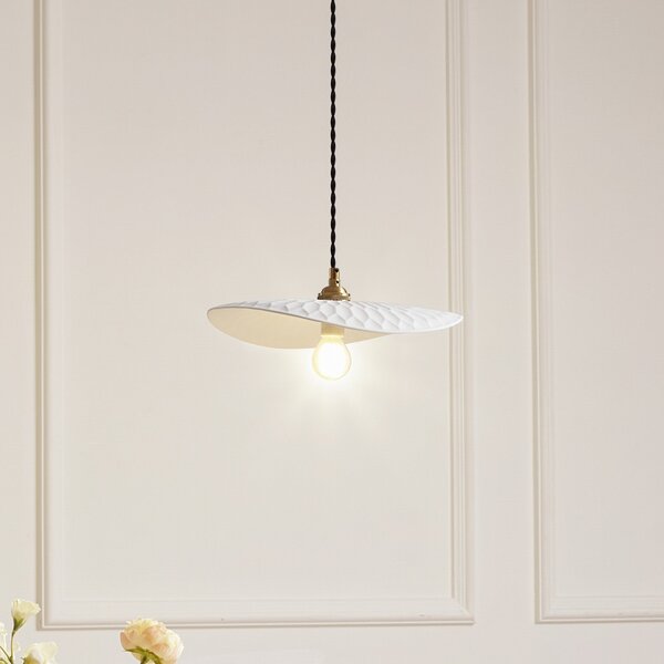 Lindby lampă suspendată Annira, Ø 29 cm, ceramică, alb/zahăr, reglabil, Alb, Camera de zi / sufragerie, Ceramică, Modern