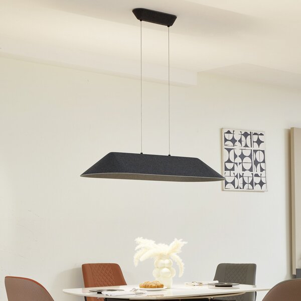 Lucande lampă suspendată LED Naelle, negru/gri, pâslă, reglabil, Negru, Camera de zi / sufragerie, Țesătură / Textil, Modern