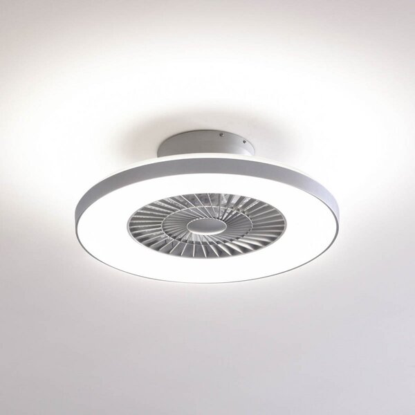 Lindby Smart Ventilator de tavan cu LED Paavo, argintiu, silențios, Tuya, reglabil, Gri, Camera de zi / sufragerie, Plastic, Modern