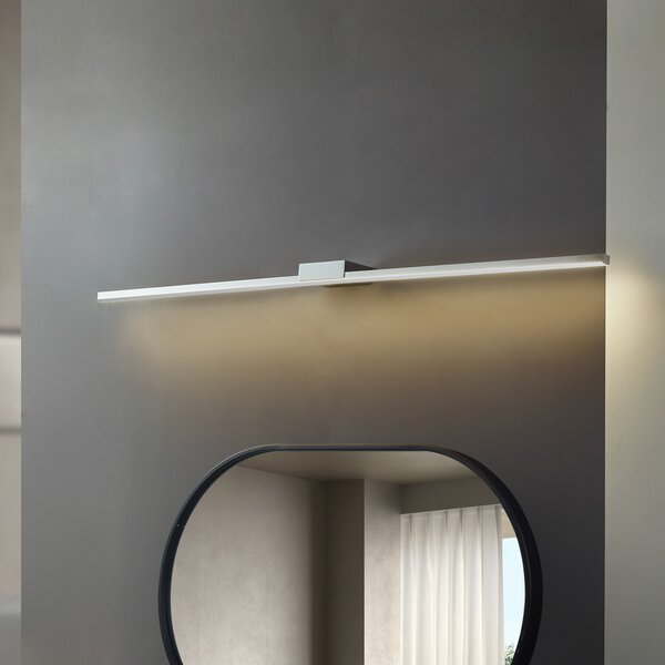 Lucande Lampa cu oglindă LED Kivana, crom, metal, 120 cm, IP44, Metalic, Baie, Aluminiu, Modern