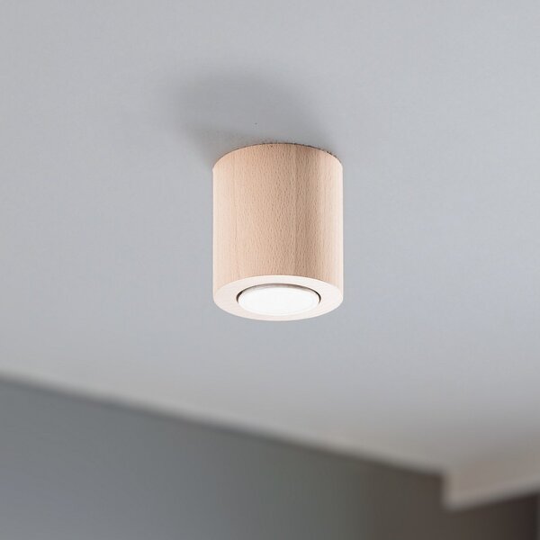 TK Lighting Spot de tavan Eve, fag, lemn, Ø 8 cm, GU10, reglabil, Lemn, Camera de zi / sufragerie, Lemn