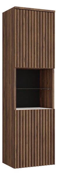 Cabinet de baie suspendat Nauta, Nuc, Marmură albă, MDF, PAL laminat, 133x35x34cm, 23 kg