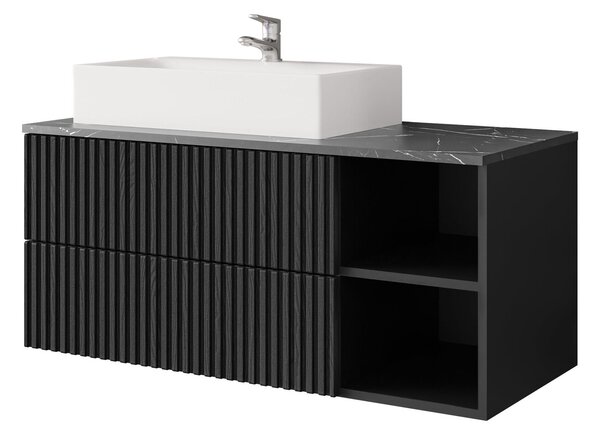 Cabinet atârnat pentru baie Nauta, Marmură neagră, Negru, MDF, PAL laminat, 45x100x45cm, 31 kg