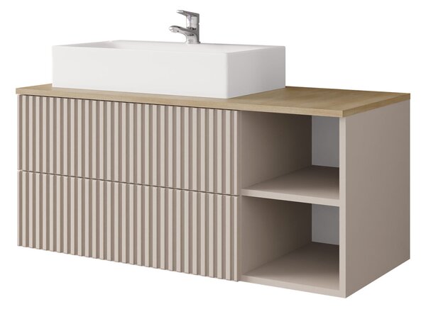 Cabinet atârnat pentru baie Nauta, Stejar Cremona, Cașmir, MDF, PAL laminat, 45x100x45cm, 31 kg