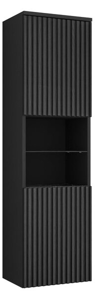 Cabinet de baie suspendat Nauta, Negru, Marmură neagră, MDF, PAL laminat, 133x35x34cm, 23 kg