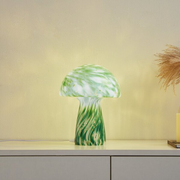 Lampă de masă Lindby, Hubi, Verde, Camera de zi, Sticlă, Modern