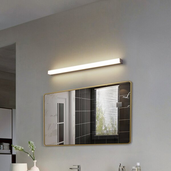 Lindby Aplică de perete Philippa, unghiulară, 89 cm, culoare aluminiu, IP44, Metalic, Baie, Aluminiu, Modern