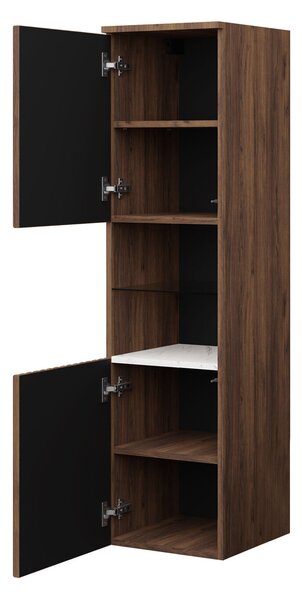Cabinet de baie suspendat Nauta, Nuc, Marmură albă, MDF, PAL laminat, 133x35x34cm, 23 kg