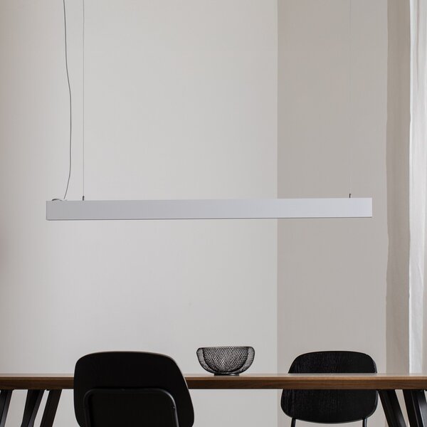 TK Lighting Lampă suspendată Luxe LED, alb, lungime 112,5 cm, metal, 4.000 K, Alb, Camera de zi / sufragerie, Metal, Modern