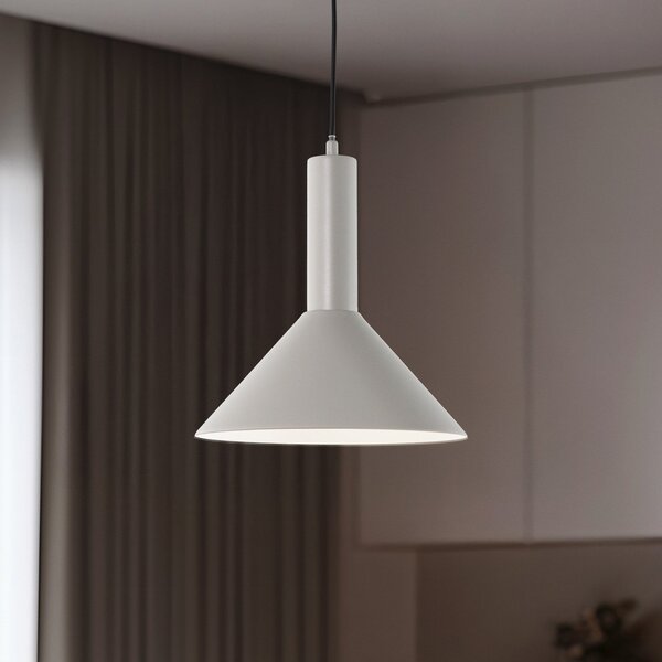 SIGMA Lampă suspendată Vitrum con, gri, metal, Ø 26 cm, E27, reglabil, Bej, Camera de zi / sufragerie, Metal, Modern