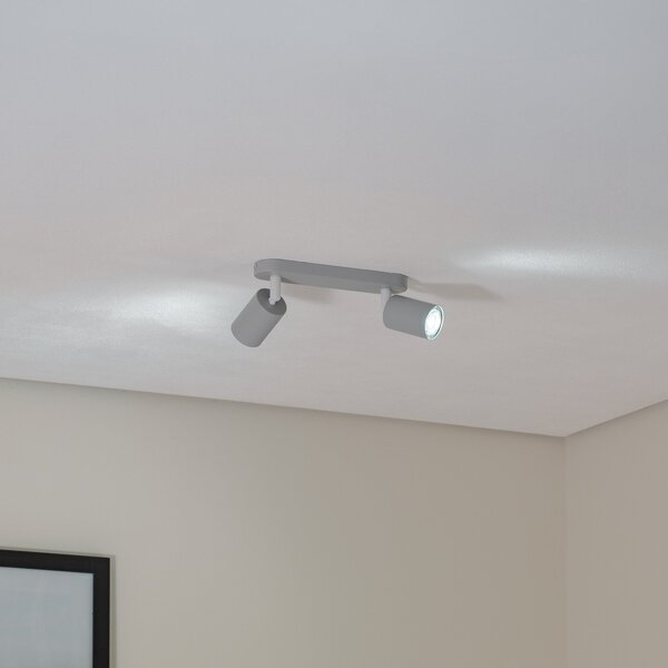TK Lighting Spot de tavan Livia, gri, 35 cm, 2 becuri, metal, GU10, reglabil, Gri, Camera copiilor, Metal