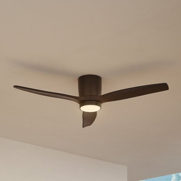 Lucande Ventilator de tavan LED Sorin, negru, DC, silențios, IP44, Negru, Studiu / Birou, Metal, Modern