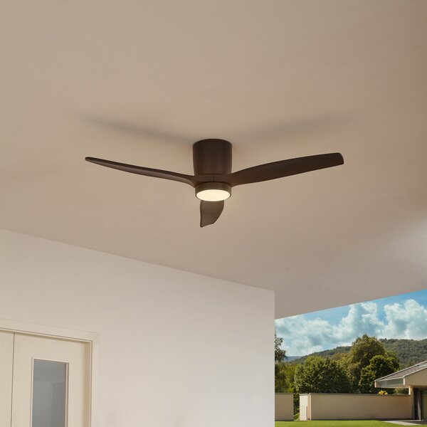 Lucande Ventilator de tavan LED Sorin, negru, DC, silențios, IP44, Negru, Studiu / Birou, Metal, Modern
