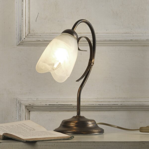 ONLI Lampa de masă Odino, 1 bec, culoare bronz, metal, sticlă, Bronz / Alamă Veche, Camera de zi / sufragerie, Metal