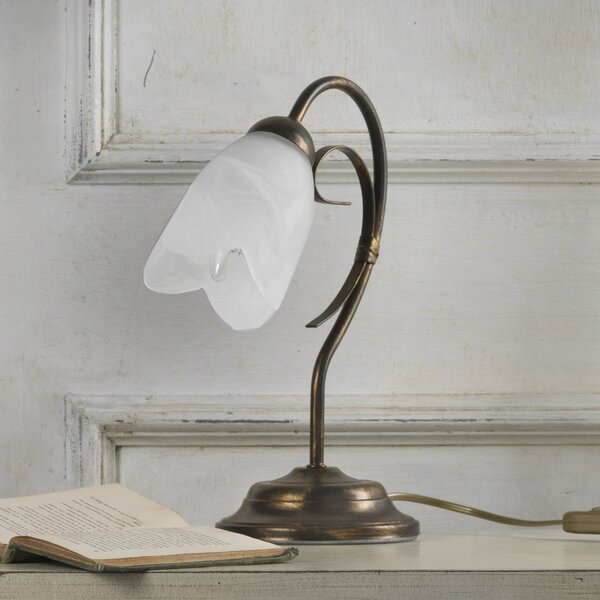 ONLI Lampa de masă Odino, 1 bec, culoare bronz, metal, sticlă, Bronz / Alamă Veche, Camera de zi / sufragerie, Metal