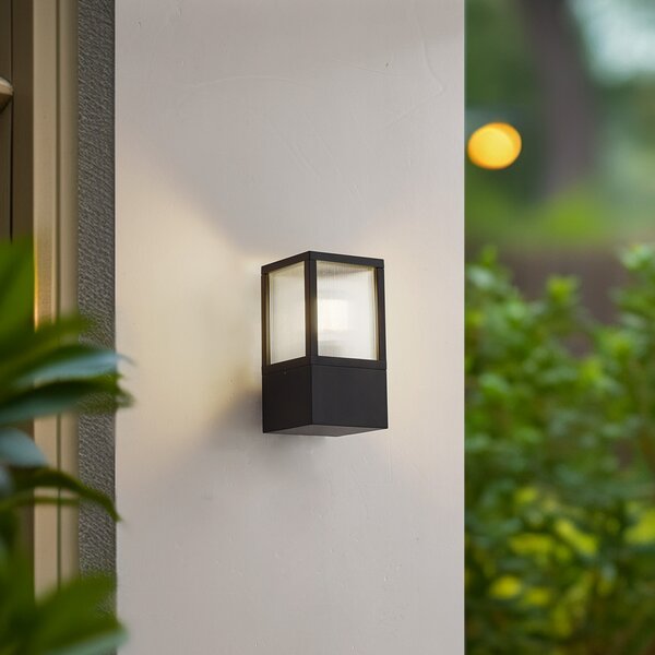 Lucande Lampa de exterior Klemens, negru, metal, IP54, Riffle, reglabil, Negru, Aluminiu, Modern