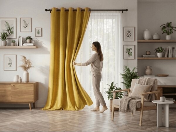Draperie galbena OXFORD 140x250 cm Agatat: Inele metalice