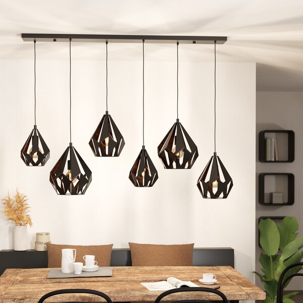 EGLO Carlton 1 lampă suspendată, 6 surse, negru/cupru, reglabil, Negru, Camera de zi / sufragerie, Metal, Modern