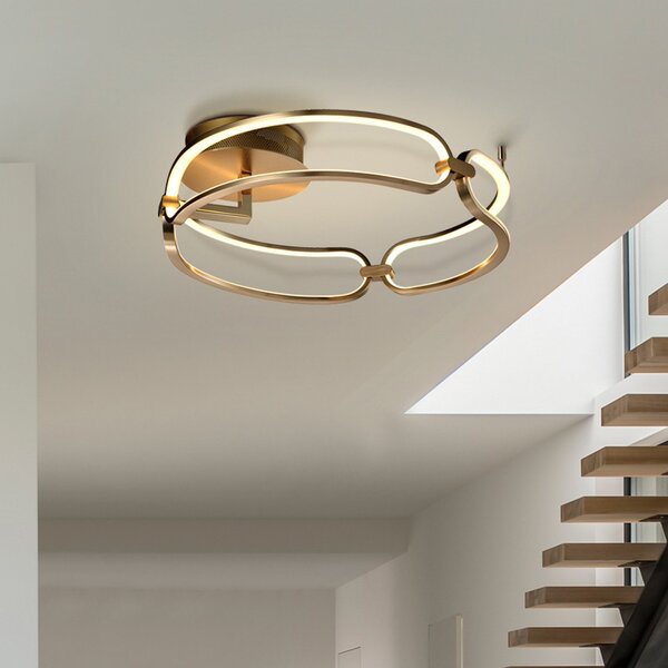 Schuller Valencia Plafonieră cu LED Colette, trei becuri, aur roz, Auriu / Alamă, Camera de zi / sufragerie, Aluminiu, Modern
