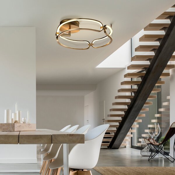 Schuller Valencia Plafonieră cu LED Colette, trei becuri, aur roz, Auriu / Alamă, Camera de zi / sufragerie, Aluminiu, Modern