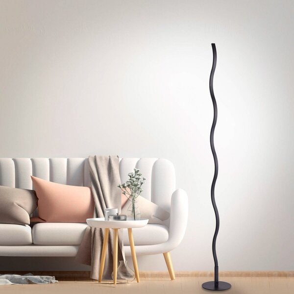 JUST LIGHT. GmbH Wave lampadar LED 3.000K 120cm negru, Negru, Camera de zi / sufragerie, Metal, Modern