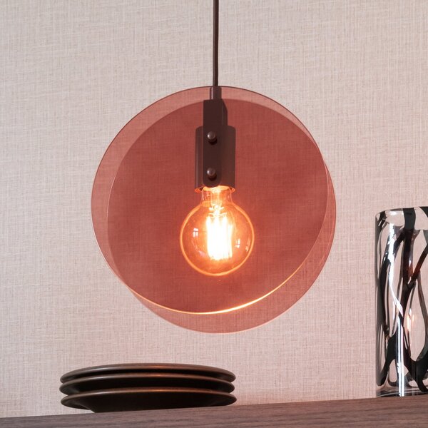 IT´S ABOUT ROMI IT'S Lampă suspendată Toledo, maro, Ø 25 cm, Maro / Rugină, dormitor, Sticlă, Modern