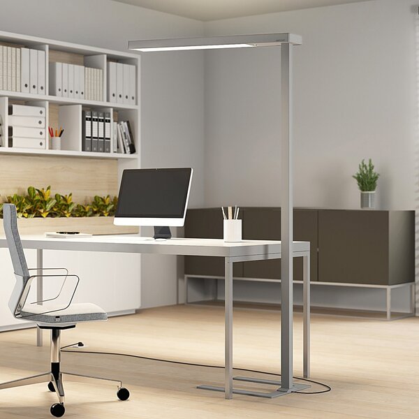 Arcchio LED lampă de podea pentru birou Susi, argintiu, senzor, dimabil, CCT, reglabil, Metalic, Studiu / Birou, Aluminiu, Modern