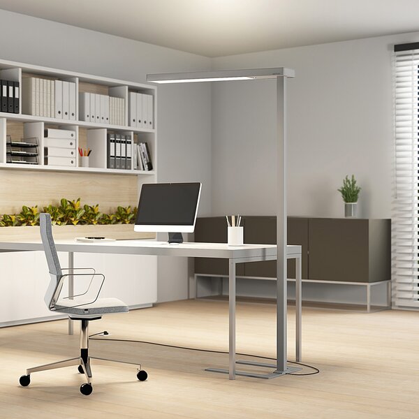 Arcchio LED lampă de podea pentru birou Susi, argintiu, senzor, dimabil, CCT, reglabil, Metalic, Studiu / Birou, Aluminiu, Modern