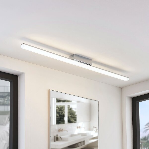 Lindby plafonieră LED pentru baie Levke, 116 cm, dimabil, IP44, reglabil, Alb, Baie, Plastic, Modern