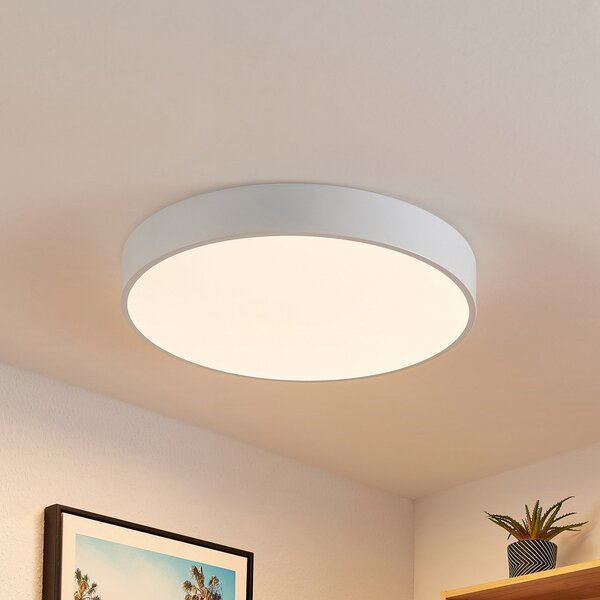 Lindby plafonieră LED Simera, Ø 50cm, alb, metal, reglabil, Alb, Camera de zi / sufragerie, Plastic, Modern