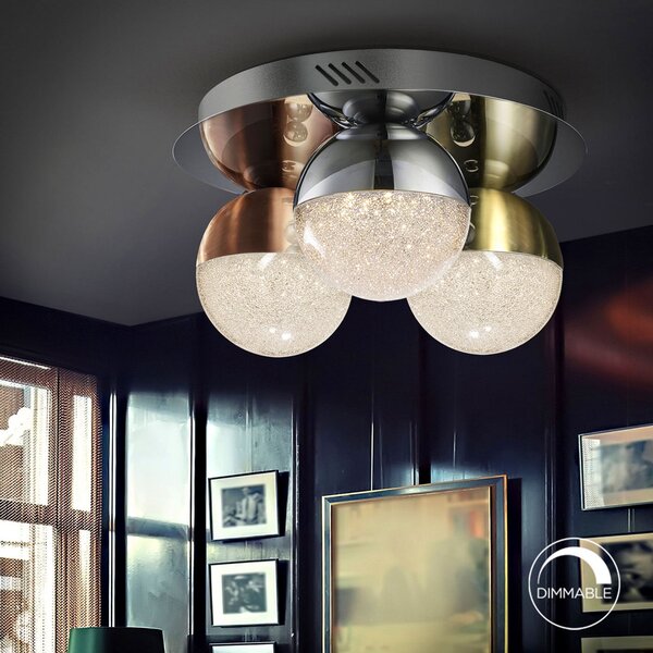 Schuller Valencia Plafonieră LED Sphere, multicolor, 3 becuri, reglabil, Metalic, Camera de zi / sufragerie, Metal, Modern, glob