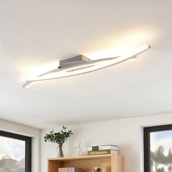 Lindby Elarit plafonieră LED, cromată, reglabil, Metalic, Camera de zi / sufragerie, Metal, Modern