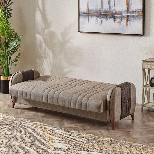 Canapea extensibila cu spatiu de depozitare 220x87x93 cm – stofa maro – Elegance