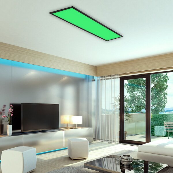 Briloner Panou LED color, dimabil, RGB, CCT, 100x25cm, reglabil, Negru, Camera de zi / sufragerie, Plastic, Modern
