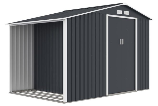 Casuta de gradina metalica Skagen cu depozit pentru lemne 2.8 x 1.9 m Store Boss antracit