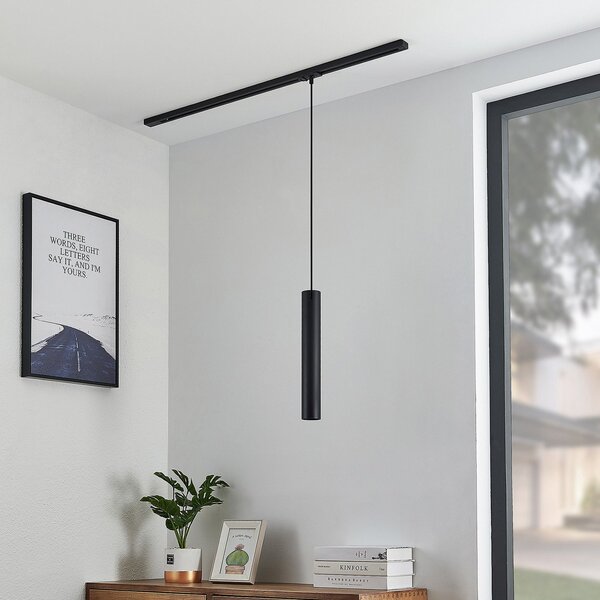 Lindby Lampă suspendată Linaro, 40 cm, negru, 1-fază, GU10, Negru, Camera de zi / sufragerie, Metal, Modern, Suspensie cu flacără unică